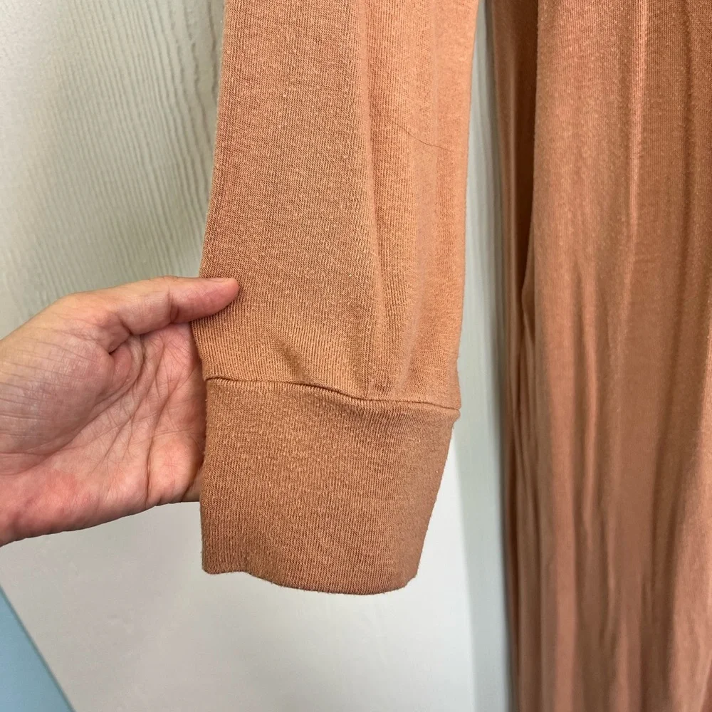 Skims - Cotton Umber Long Sleeve Poplin Tie Front Sleep Robe Size Medium - Picture 5 of 9